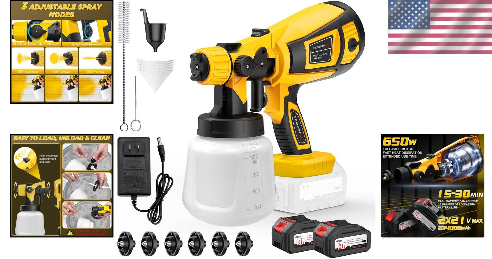 Effortless 650W Paint Sprayer with Dual Batteries & Easy Clean for Home Projects