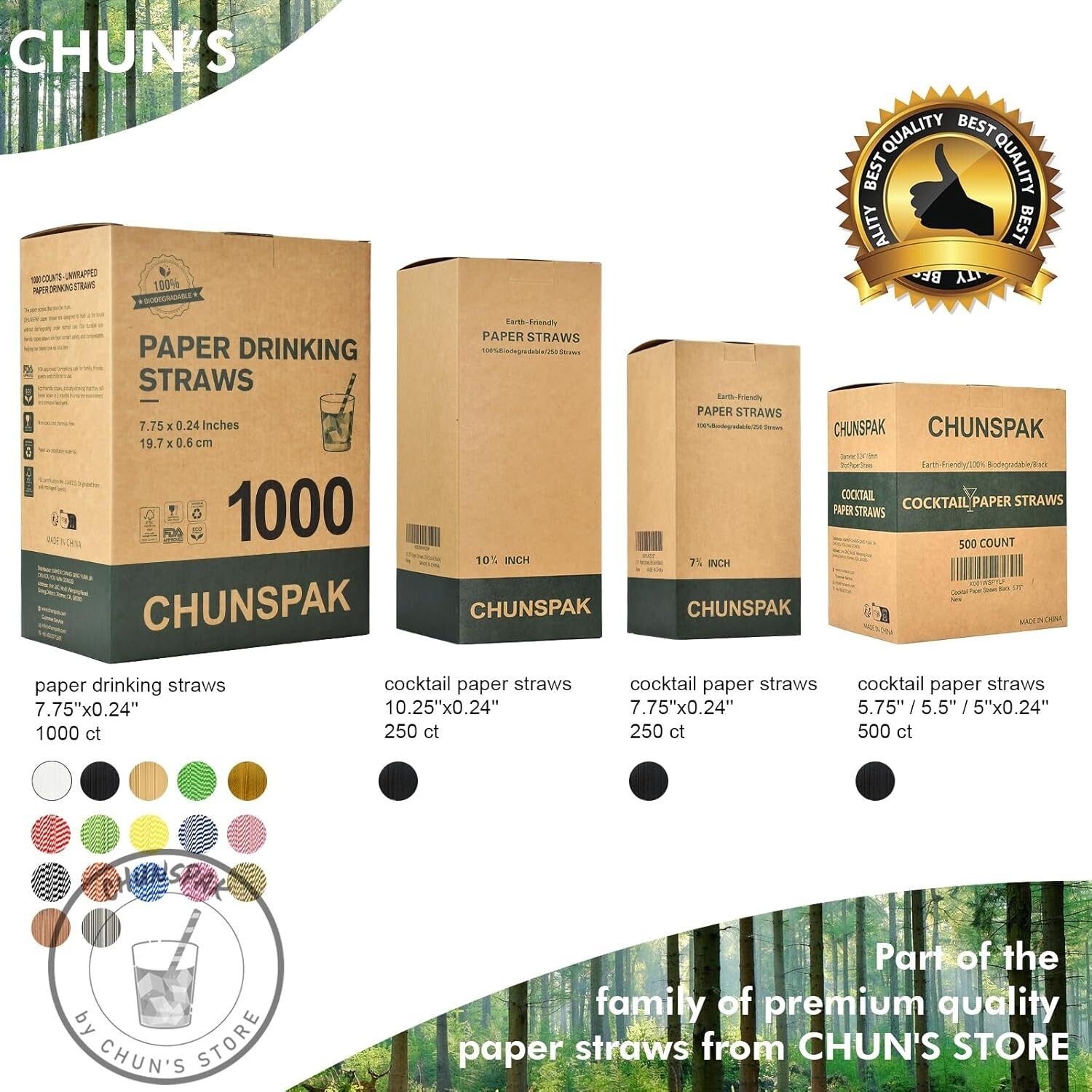 Eco-Friendly 1000 Count Paper Straws - 7.75'' Biodegradable with Striped Design