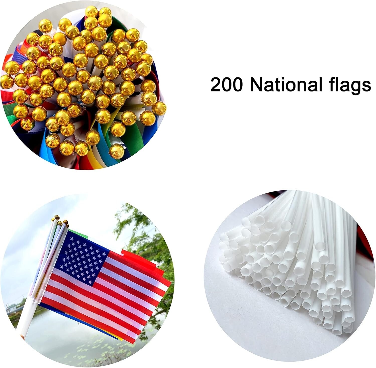 Durable Weather-Resistant 200 Country Flags on Sticks - Perfect for Celebrations