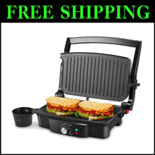 Load image into Gallery viewer, PFOA &amp; BPA Free Panini Press - 2 Slice Non-Stick Electric Grill with Oil Cups