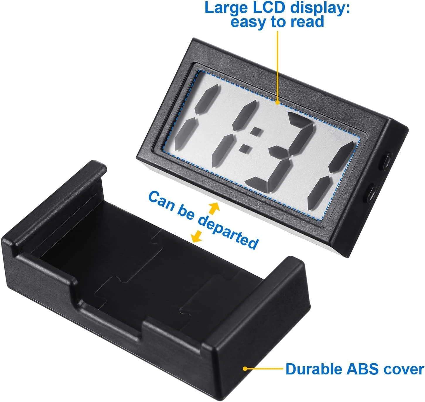 Battery-Operated Mini Digital Clocks – 3 Pack for Safe Driving Convenience