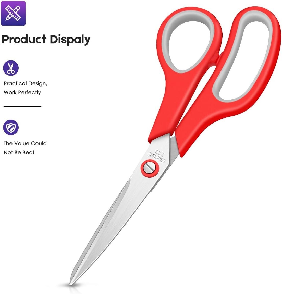 All-Purpose 40-Pack 8” Scissors with Ambidextrous Grip - Perfect for Every Task