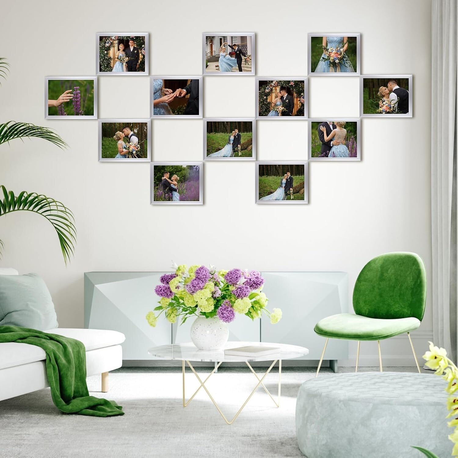 Bulk Set of 12 Glossy 8x10 Silver Frames - Ideal for Collages or Displays