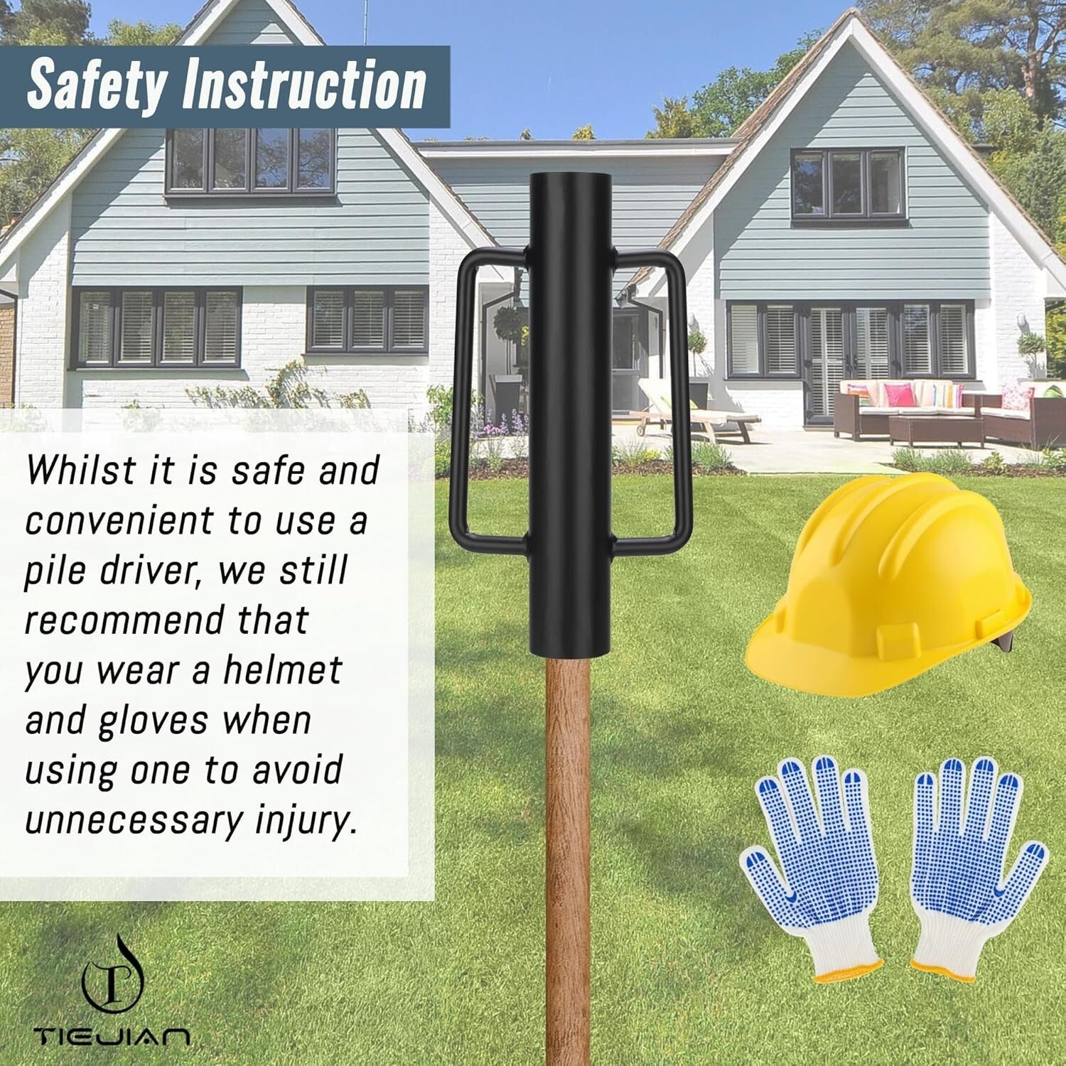 18 LB Heavy Duty Steel Fence Post Driver with Ergonomic Handle - Durable Black