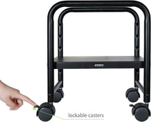 Load image into Gallery viewer, Height Adjustable Mobile CPU Stand with Locking Wheels – Black Metal Tower Cart