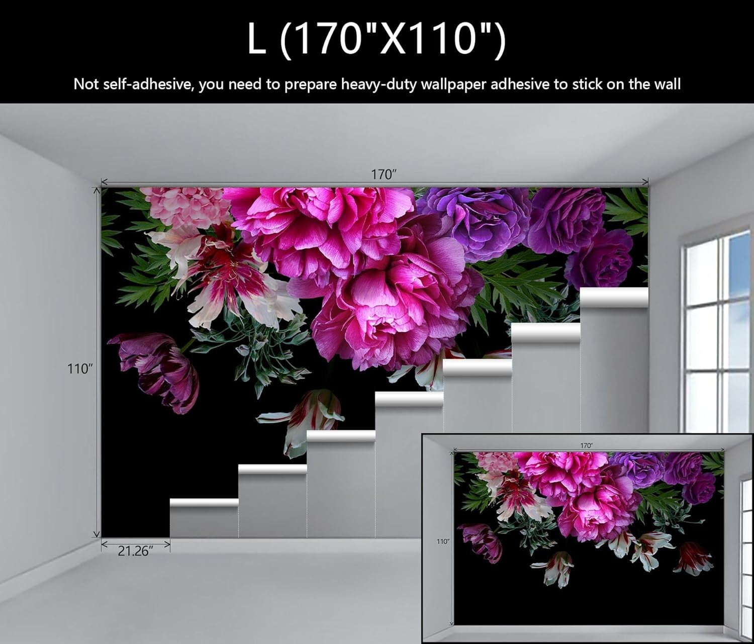 Customizable Tropical Floral Wallpaper – 3D Purple Peony Design for Any Room
