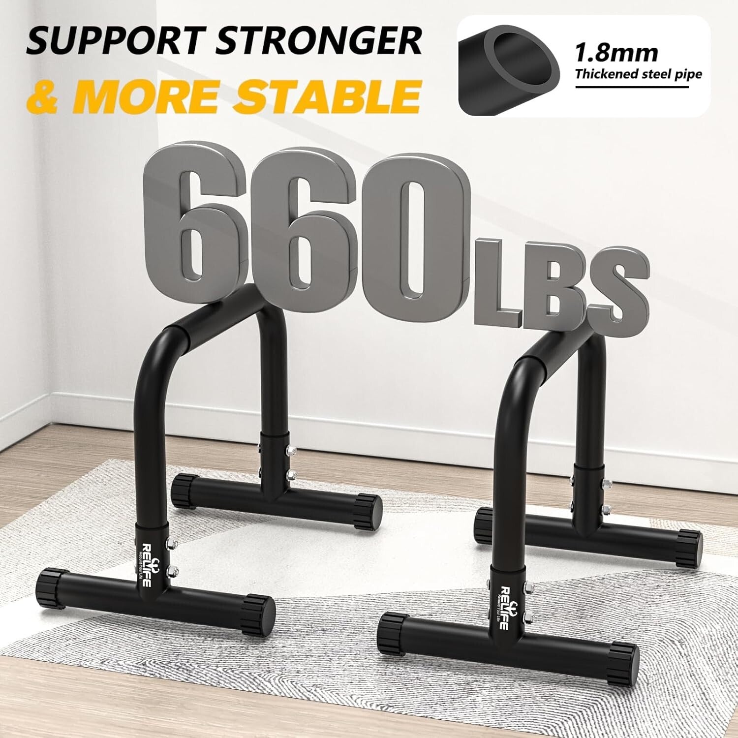 Adjustable Height Dip Bar Station - Fitness Workout Equipment for Home Training