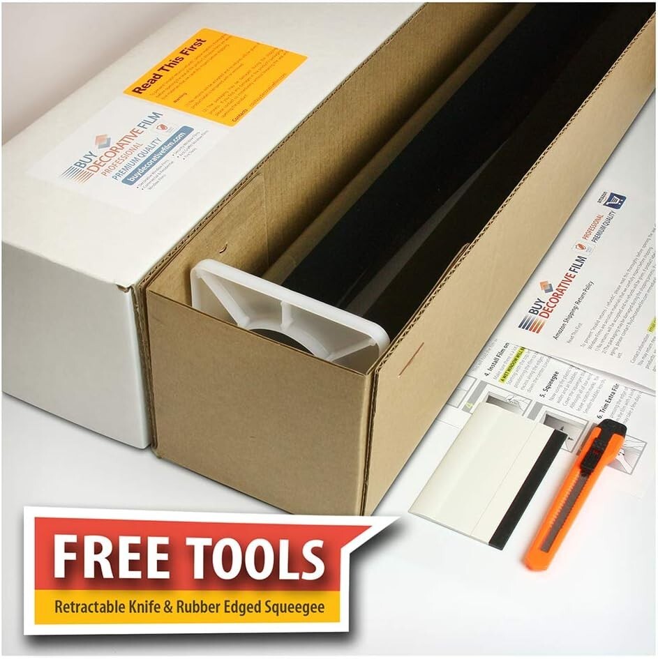 DIY Black Window Film - 36in x 50ft for Effective Heat Rejection & Minimal View