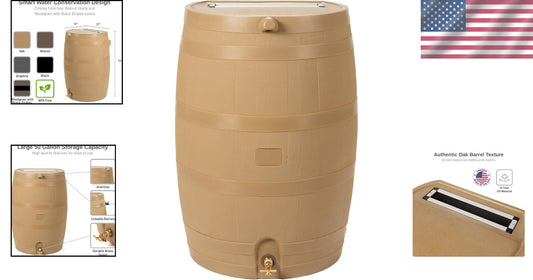 Eco-Friendly 50-Gallon Rain Barrel with Brass Spigot for Garden Irrigation