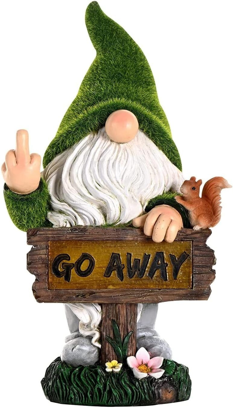 Eco-Friendly Solar LED Gnome Decoration - 10-Inch Funny Lawn Sculpture