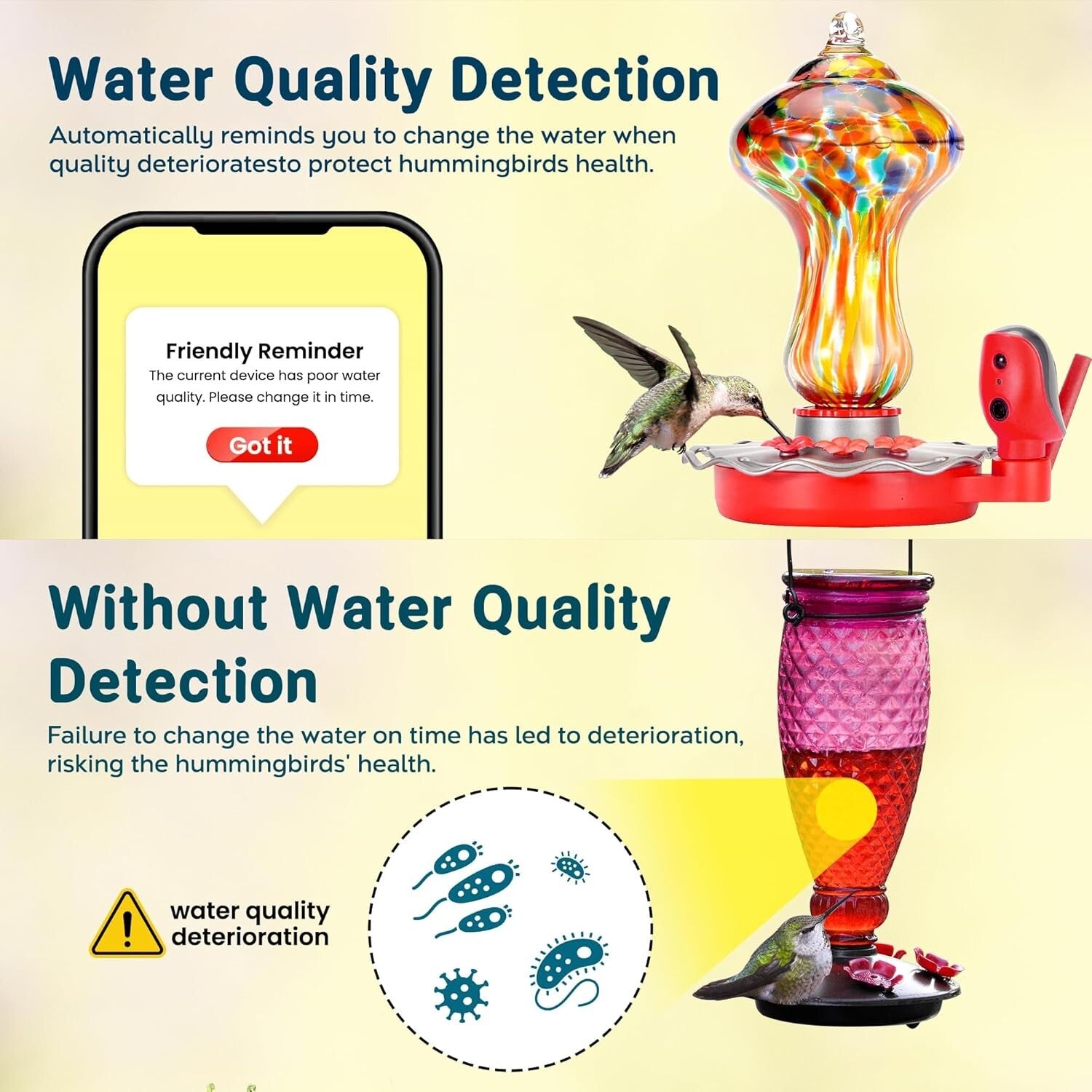 AI-Powered Hummingbird Feeder with Leakproof Design & Instant Alerts - 150° View