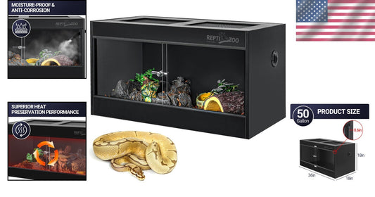 Durable PVC Reptile Lounge with Glass Door - 50 Gallon Tank for Snakes & Geckos