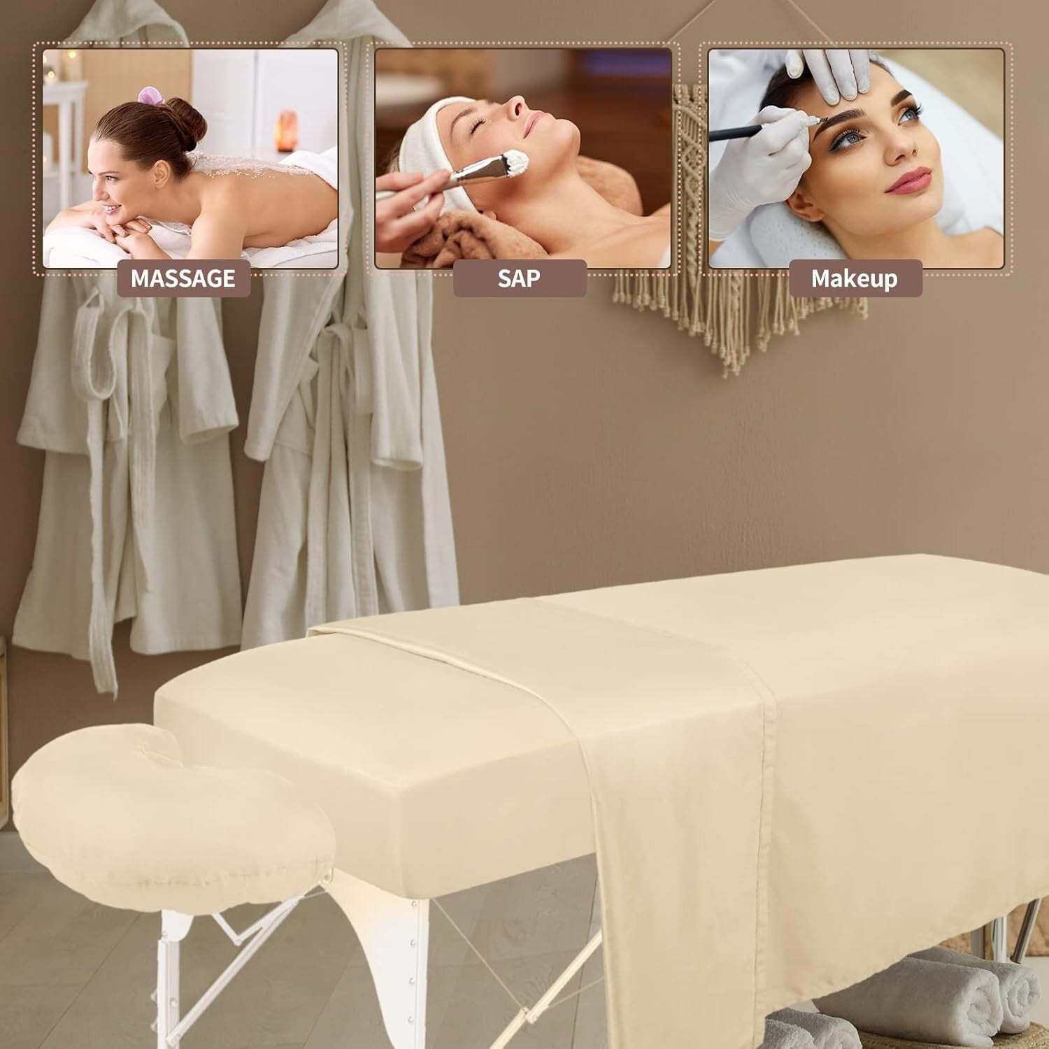 4 Set Soft Massage Table Sheets: Durable Flat, Fitted & Face Cradle Covers