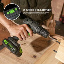 Load image into Gallery viewer, Compact 20V Cordless Drill and Impact Driver Combo with 11 Essential Accessories