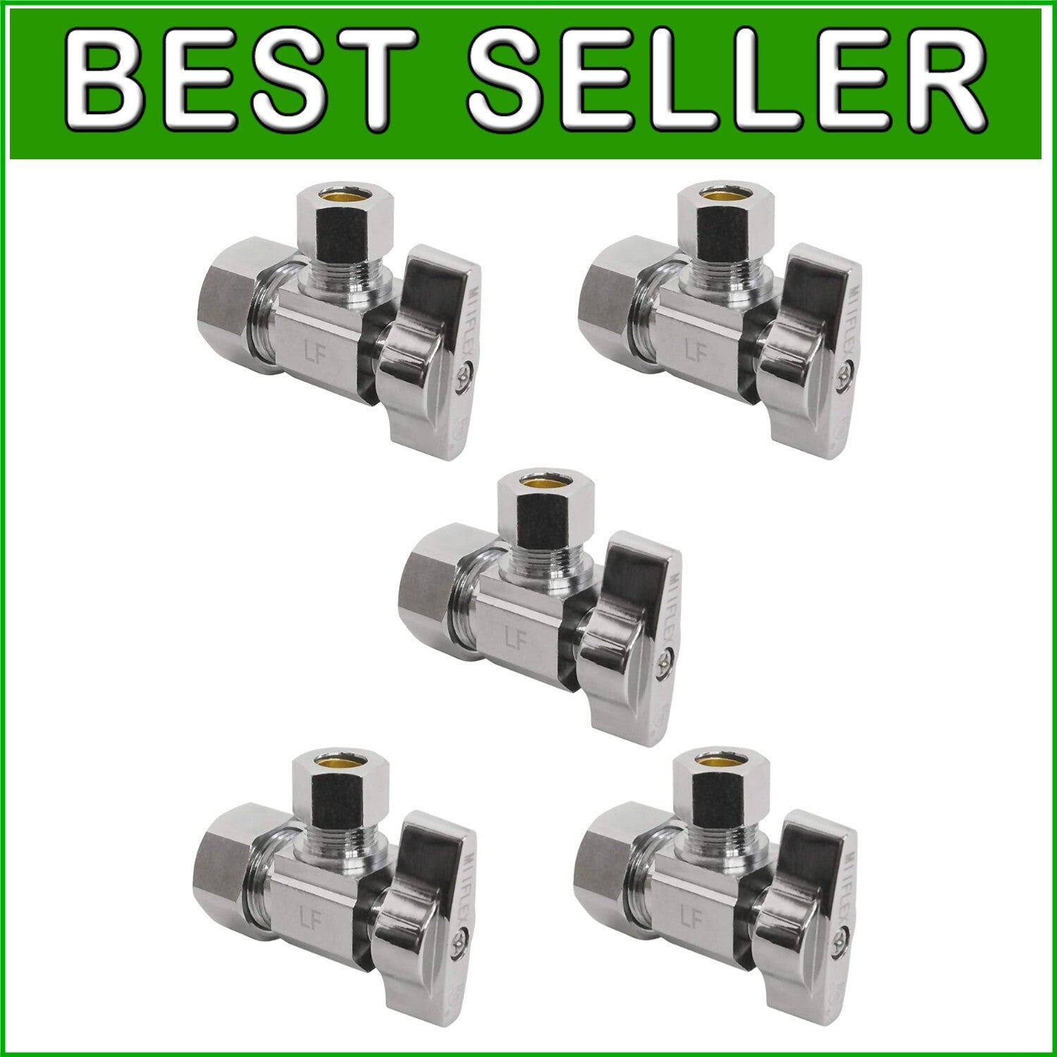 Durable 1/4 Turn Heavy Duty Chrome Shut Off Valve - 5 Pack for Plumbing Needs