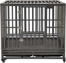 Load image into Gallery viewer, 42" Heavy-Duty Dog Crate with Lockable Wheels for Large Breeds - Easy Clean
