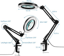 Load image into Gallery viewer, Versatile 5X LED Desk &amp; Clamp Magnifier - Adjustable Light &amp; Glass Lens