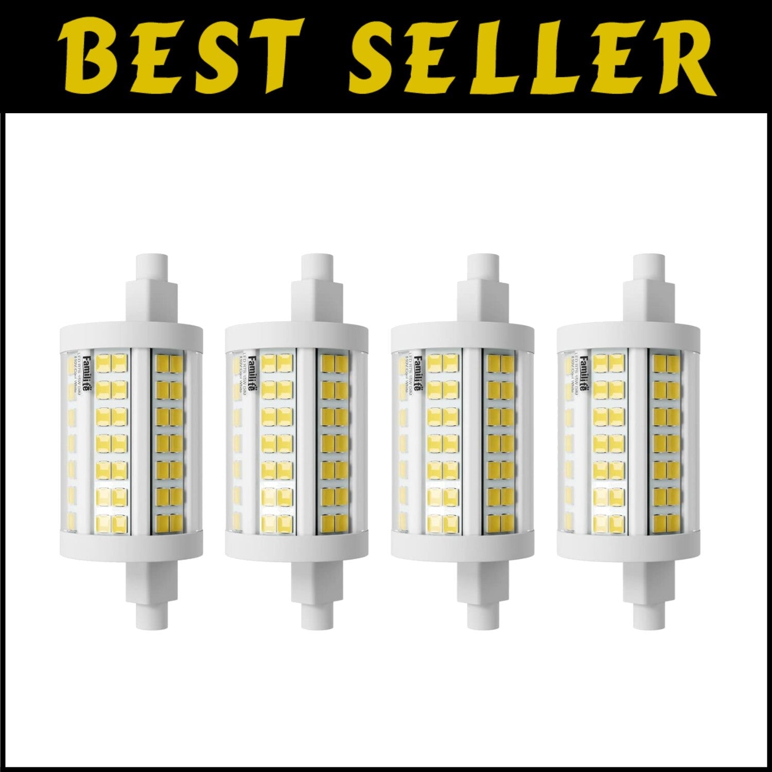 High-Efficiency R7S 15W LED Bulbs, 1500 Lumen Dimmable 6000K Cool White, 4-Pack