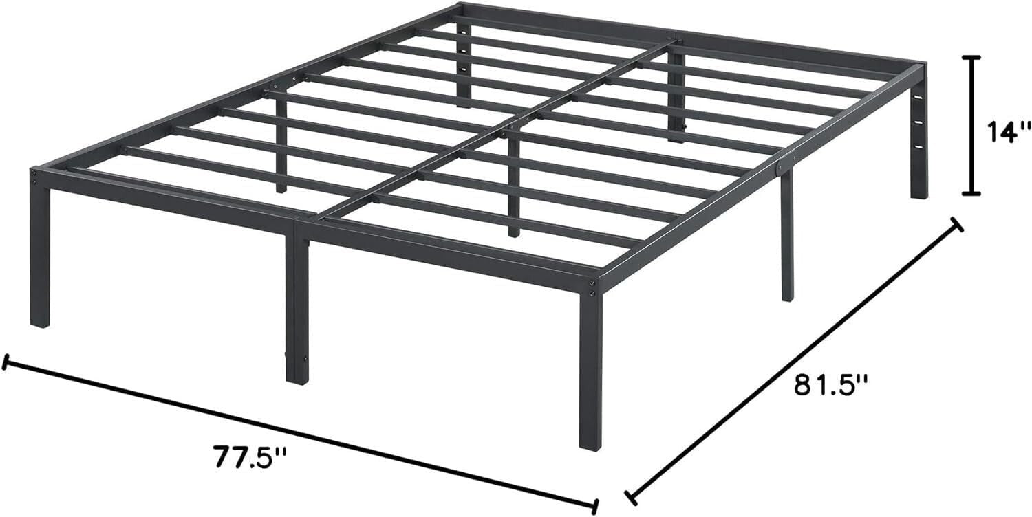 Elegant Black King Size Platform Bed Frame - 14'' Heavy Duty & Easy Assembly