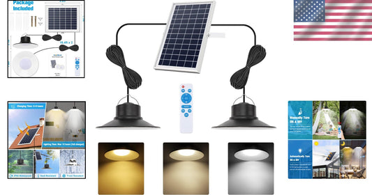 Classic 2-Pack Solar Pendant Lights with Adjustable Brightness & Remote Control