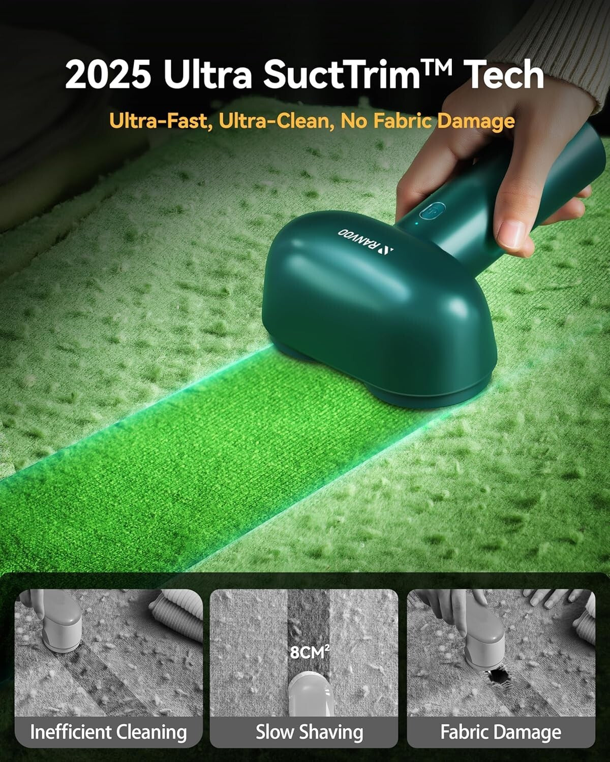 High-Speed Electric Lint Shaver with Dual Heads - Protects Delicate Fabrics