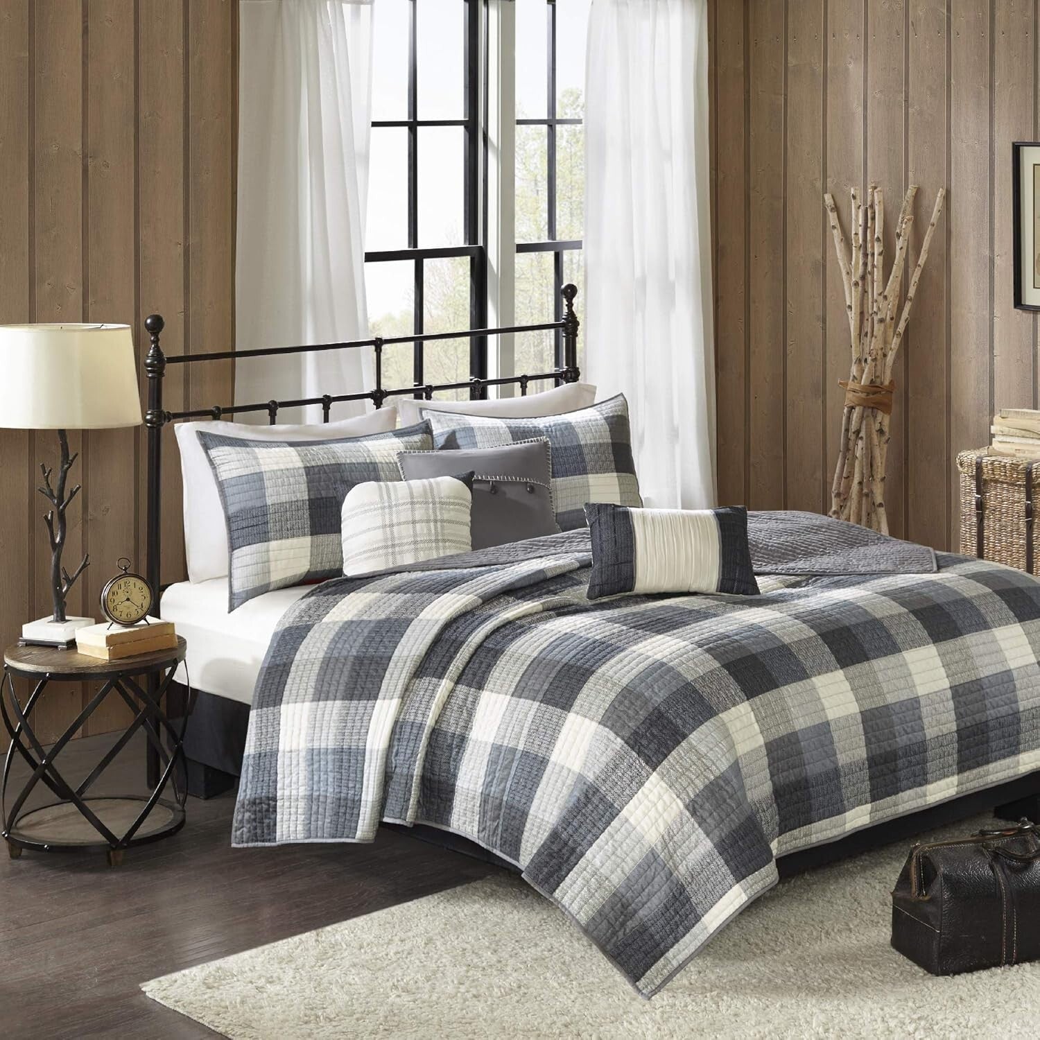 Cozy Buffalo Plaid Reversible Quilt Set with Decor Pillows - Full/Queen 6-Piece