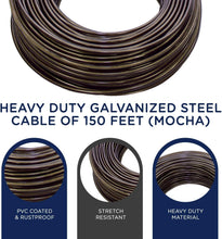 Load image into Gallery viewer, 150ft Aged Bronze Heavy-Duty Clothesline with Rust-Resistant Pulleys &amp; Hooks