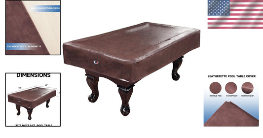 Elegant Leatherette Pool Table Cover - Fits 7' 8' 9' with Zipper Closure