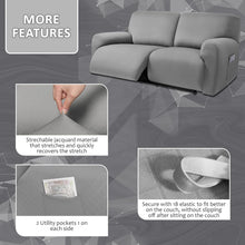 Load image into Gallery viewer, Extra Wide 75"-100" Reclining 2-Seater Jacquard Loveseat Slipcover - Light Grey
