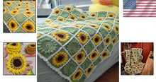 Load image into Gallery viewer, Artisan Crocheted Sunflower Throw Blanket - Boho 59" x 39" for Cozy Luxury