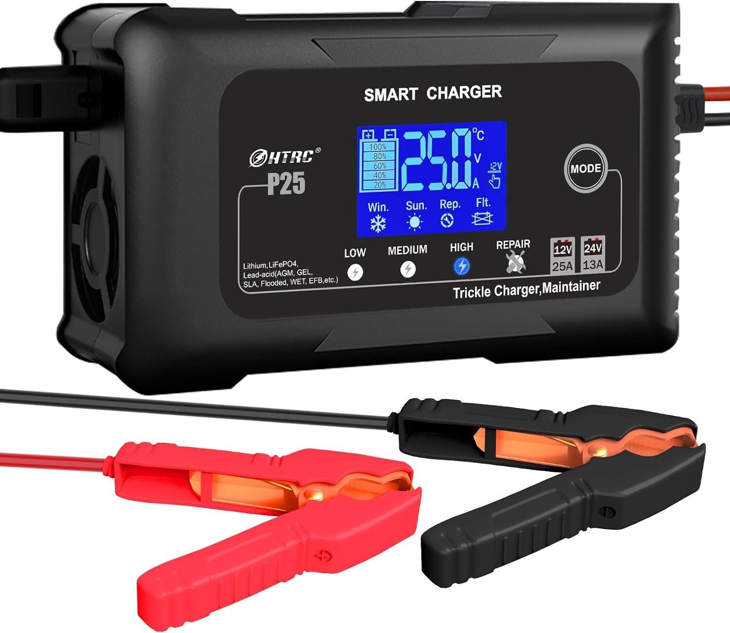 Rapid 25-Amp Smart Trickle Charger: Safe Battery Maintenance for Every Vehicle