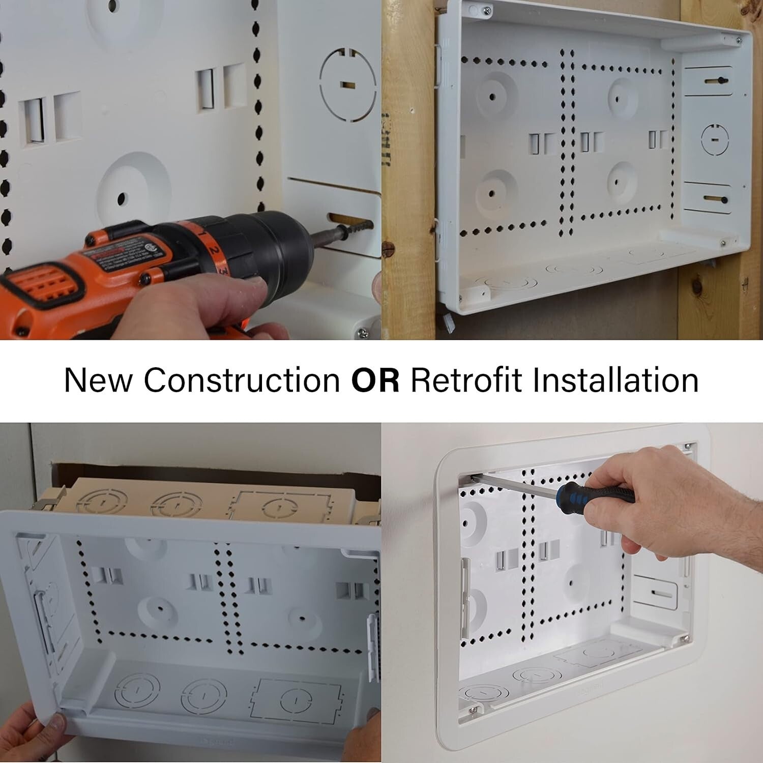 9 Inch In-Wall Enclosure for TVs - Matte White Dual-Purpose Media Storage Box