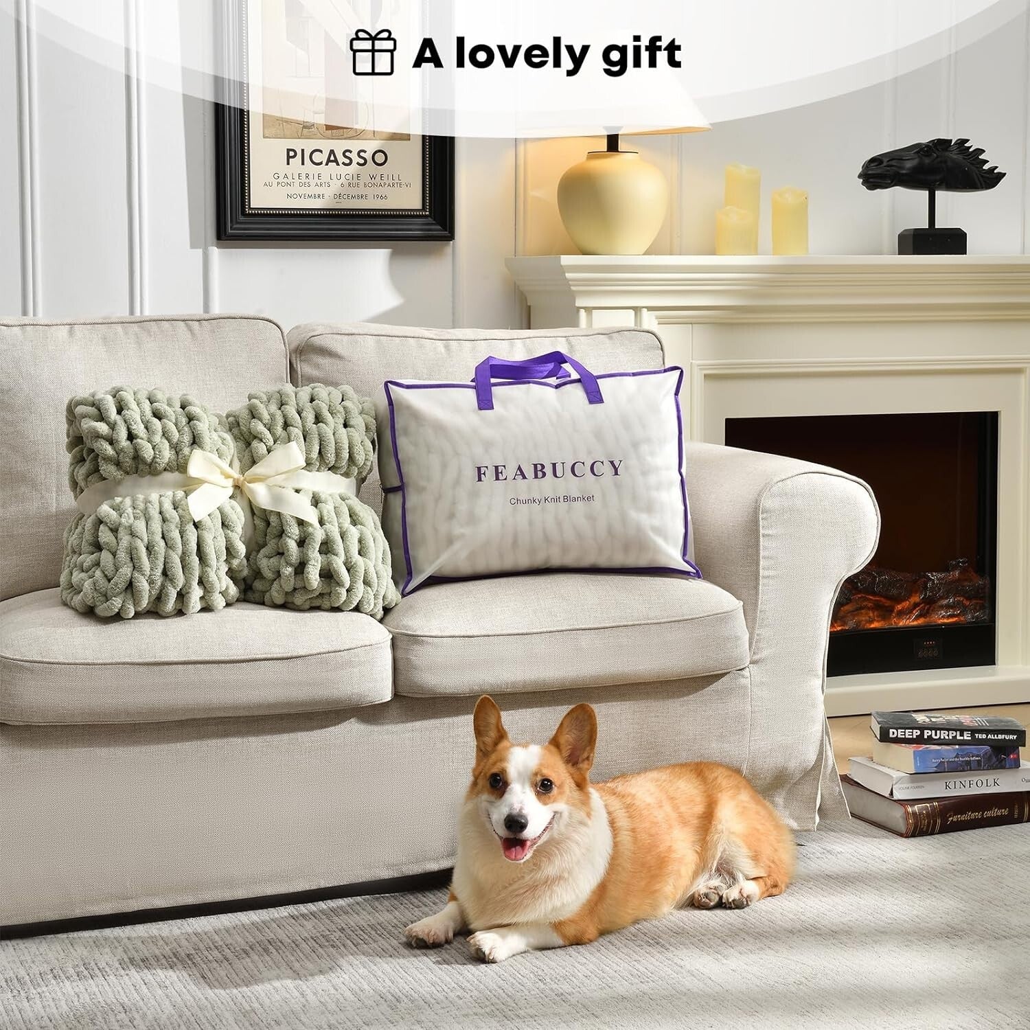 Aesthetic Boho Chunky Knit Blanket - Cozy 40x50 Inch Chenille Throw Gift Pack