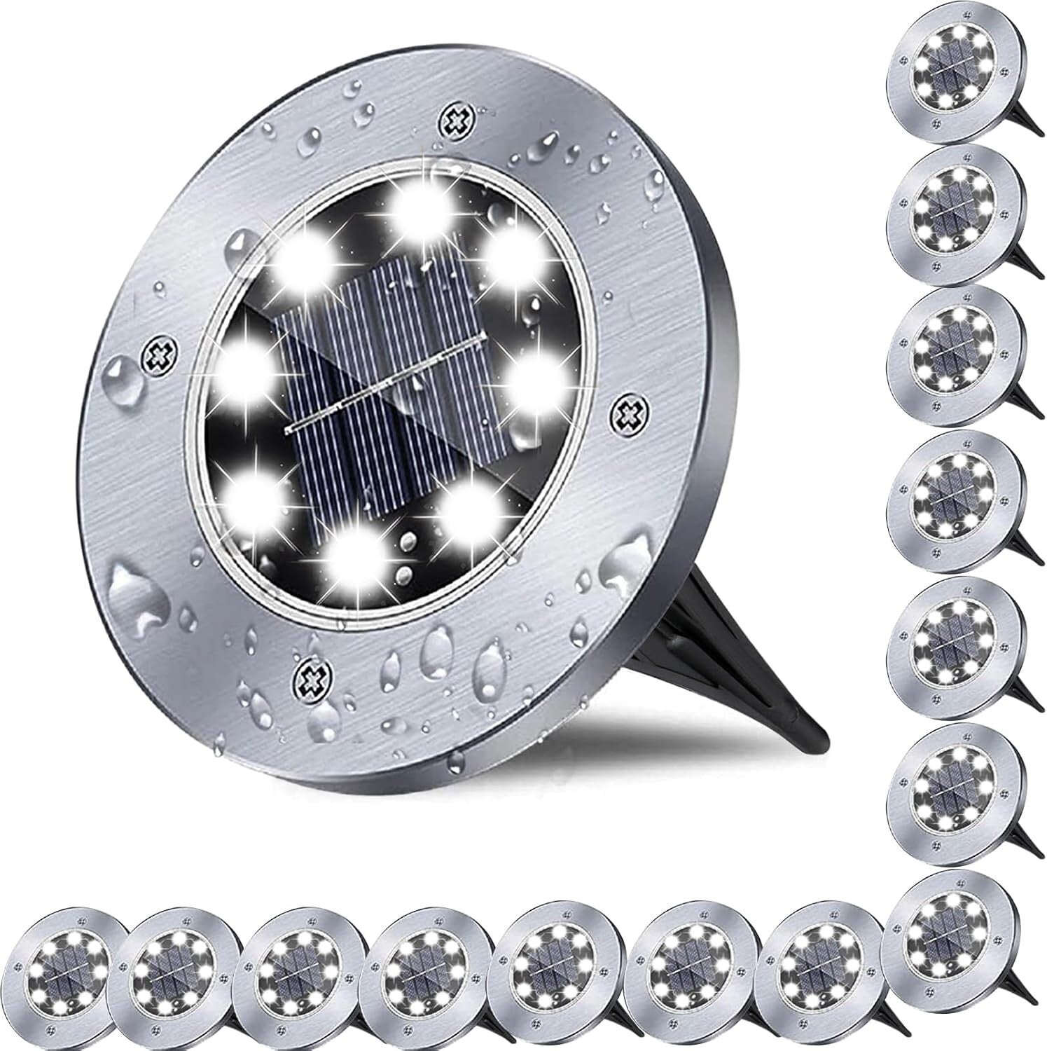 Stylish Waterproof Solar Garden Lights - 8 LEDs for Pathway & Deck (6 Pack)