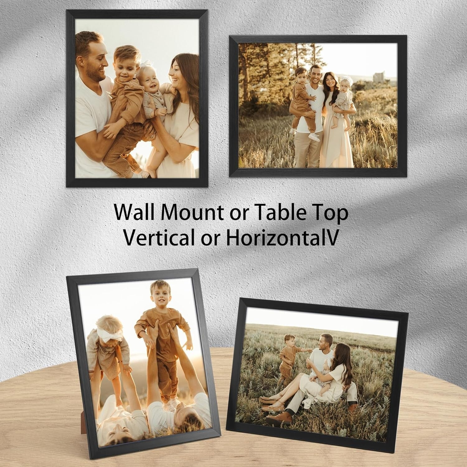 Stylish 11x14 Black Picture Frames - Perfect Gift for Loved Ones, 7-Pack