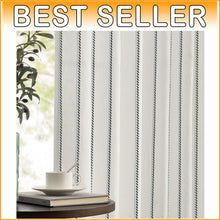 Load image into Gallery viewer, Chic Light Filtering Curtains 84" Long, Farmhouse Striped Design - 2 Panel Set