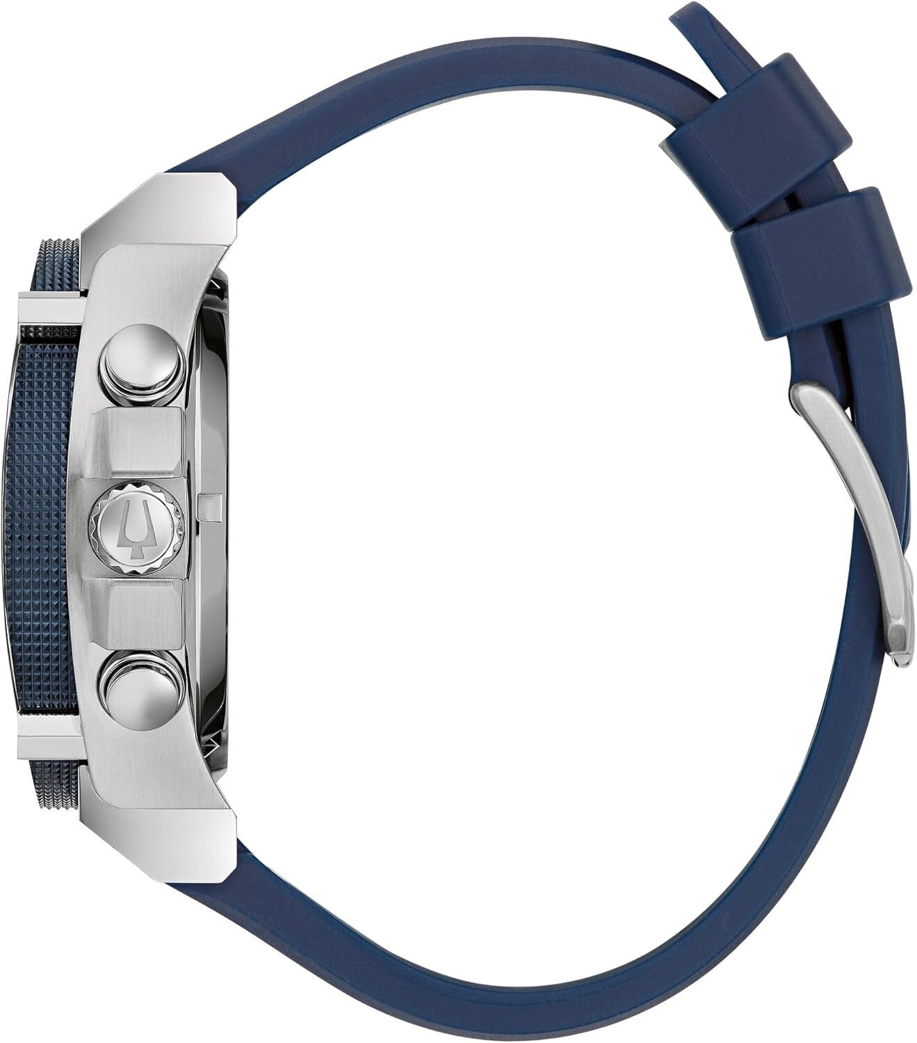 Men’s Stylish Chronograph Watch with Stainless Steel and Blue Silicone Strap