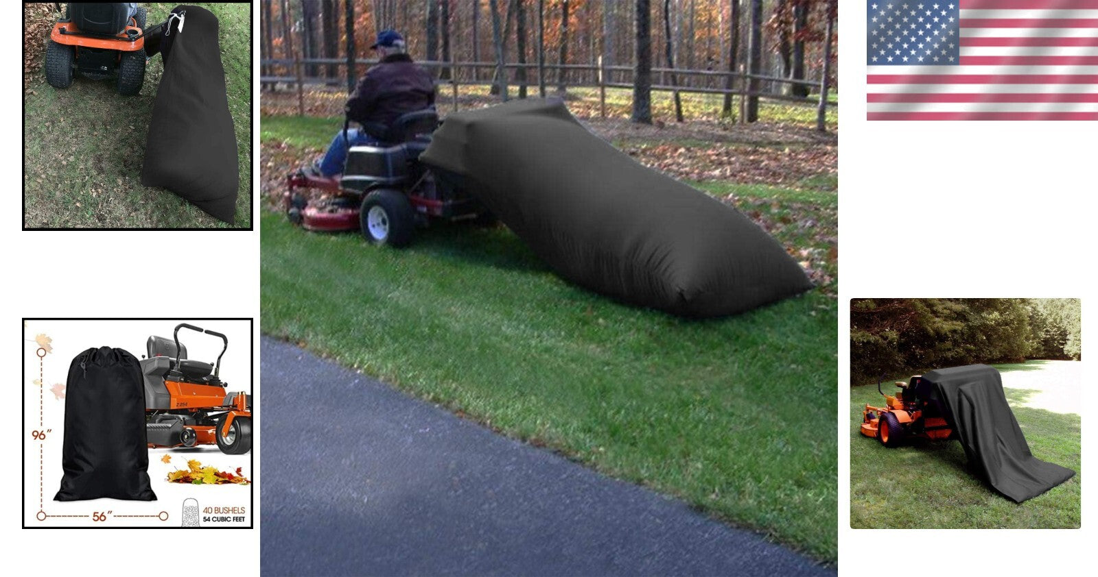 Durable Lawn Tractor Leaf Catcher Bag - 54 Cubic Feet with Secure Drawstring