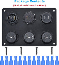 Load image into Gallery viewer, Versatile Panel Mount Dual USB Charger with 3-Way Power Outlet &amp; Toggle Switch