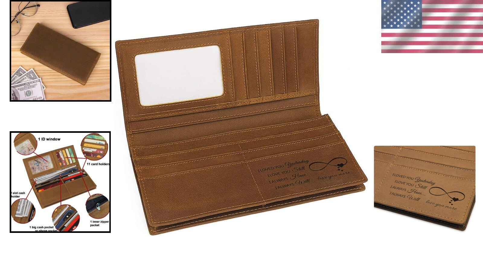 Luxury Engraved Long Wallet for Men - Personalized Gifts for Fathers and Sons