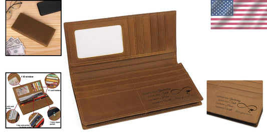 Luxury Engraved Long Wallet for Men - Personalized Gifts for Fathers and Sons