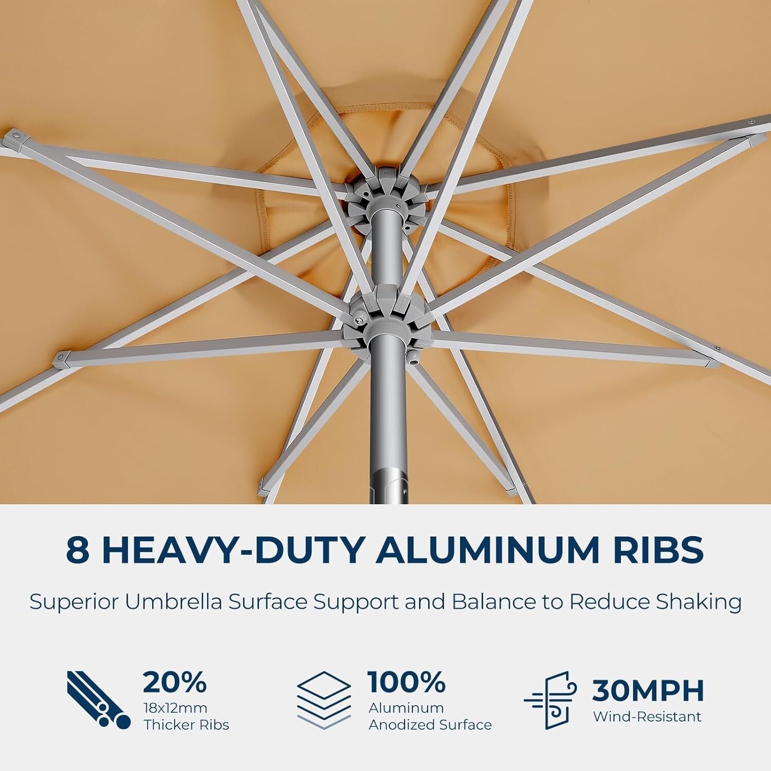 9FT Fade-Resistant Aluminum Patio Umbrella with UV Protection - Beige Elegance