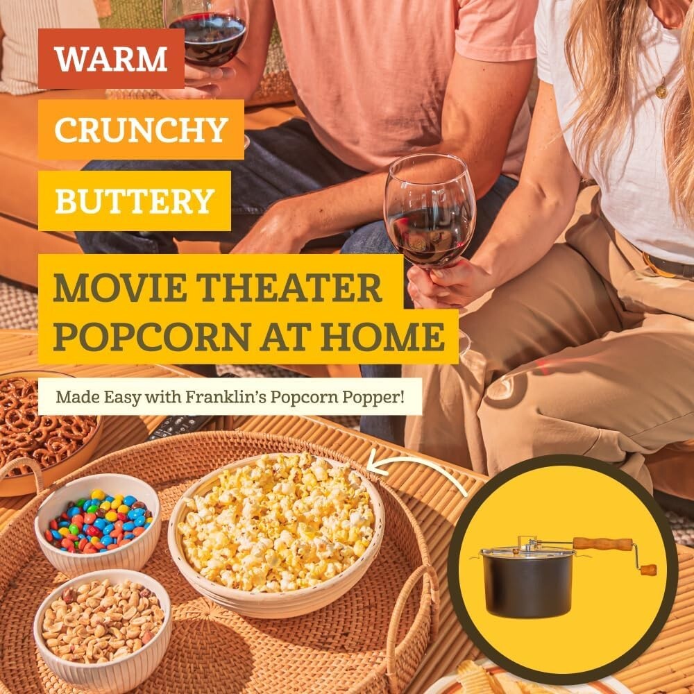 Authentic 6-Quart Stovetop Popcorn Maker with FREE Organic Kit for Movie Nights