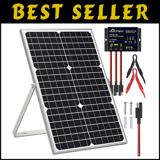 Compact 30W Solar Panel with Plug & Play Charger - Ideal for RV, Boat, and More