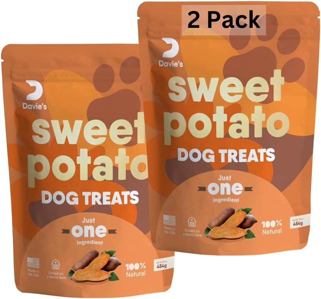 Healthy Sweet Potato Chews for Dogs - Grain-Free, Vegetarian Treats - 2 lb Pack