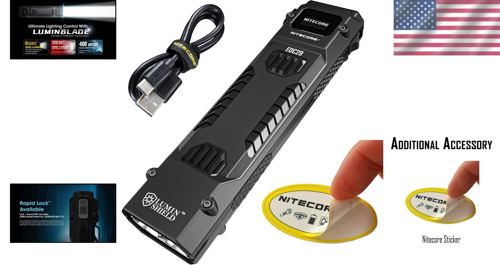 Portable 6500 Lumen Flashlight with Adjustable Light Modes and Digital Display