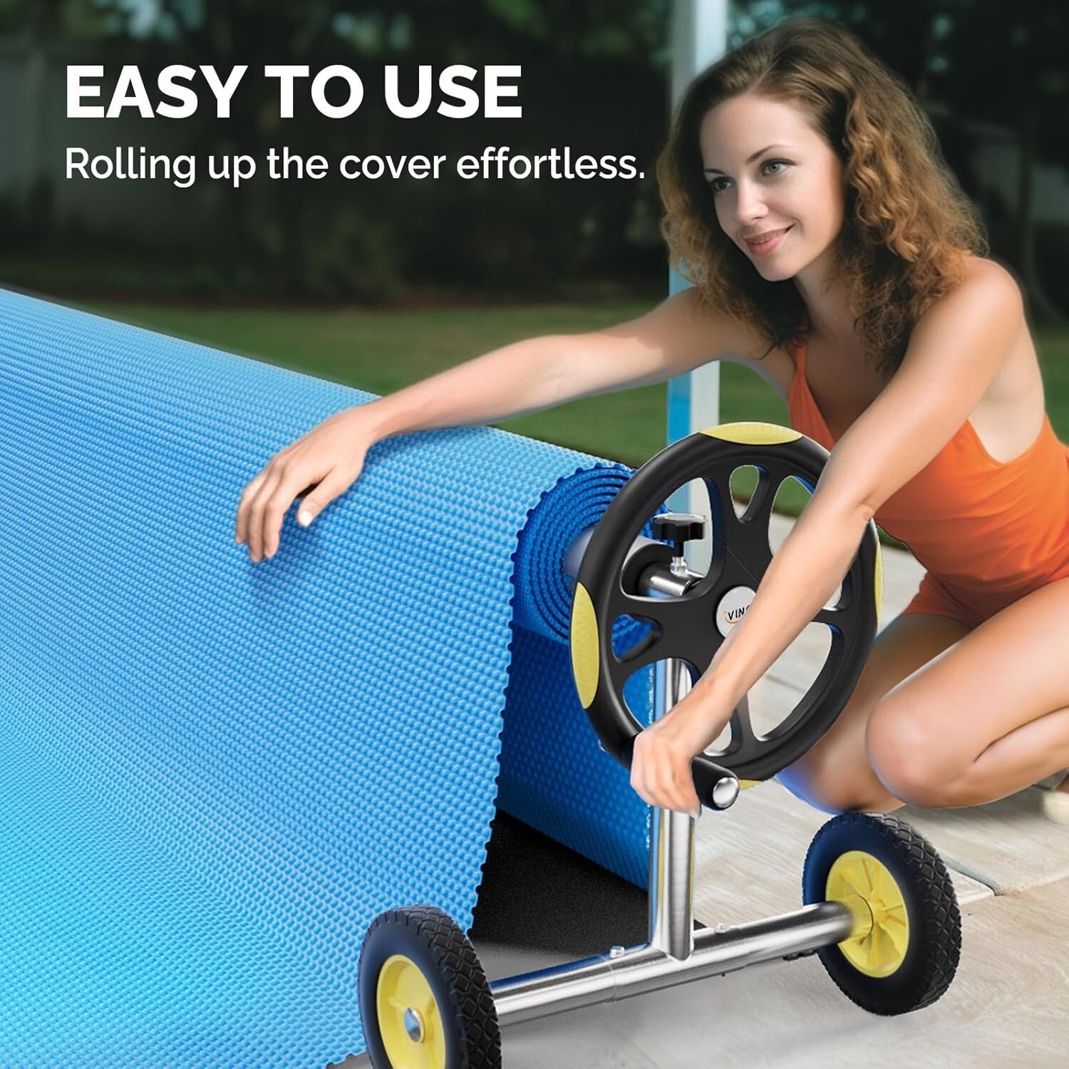 Adjustable In-Ground Pool Cover Reel - Easy Maneuver Solar Cover System