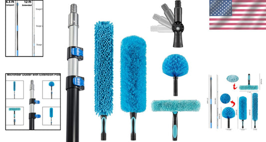 Bendable 20ft High Ceiling Duster with 5-12ft Extension Pole & Cleaning Kit