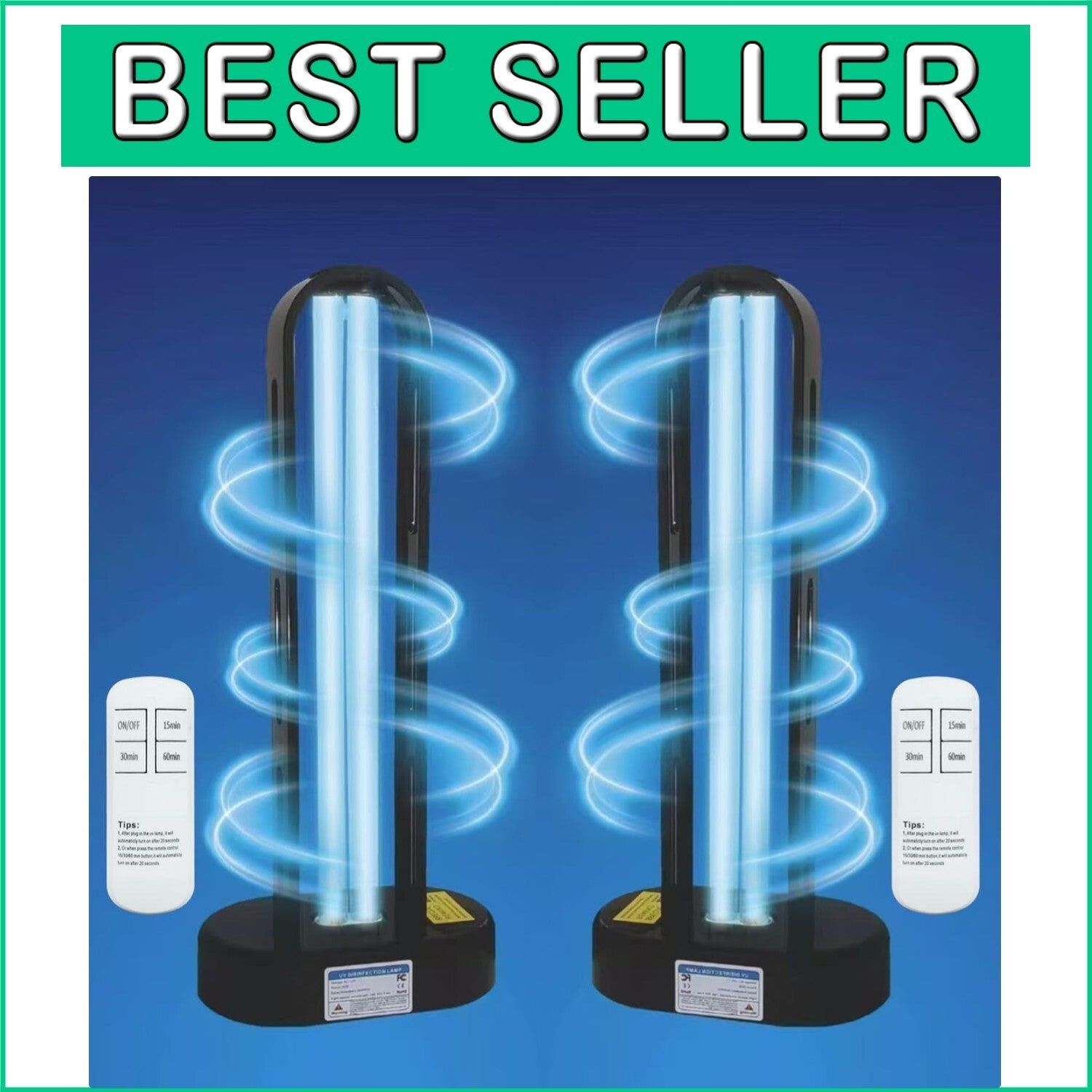 Dual Function UVC Light - 38W Ozone & Ozone-Free UV Sanitizers, 2 Pack