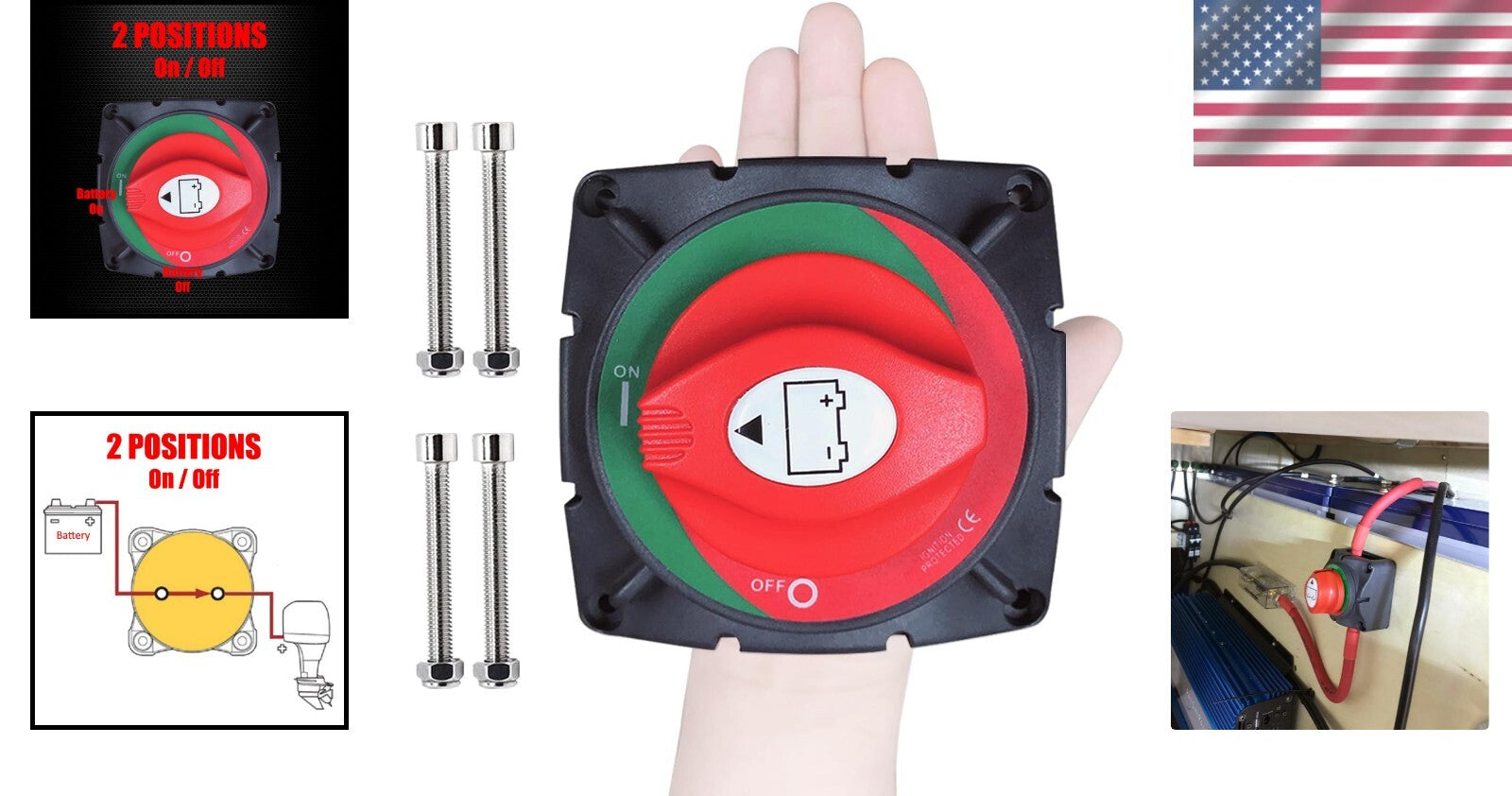 Heavy Duty Rotary Battery Master Cut Switch for 12-48V Marine & RV Applications